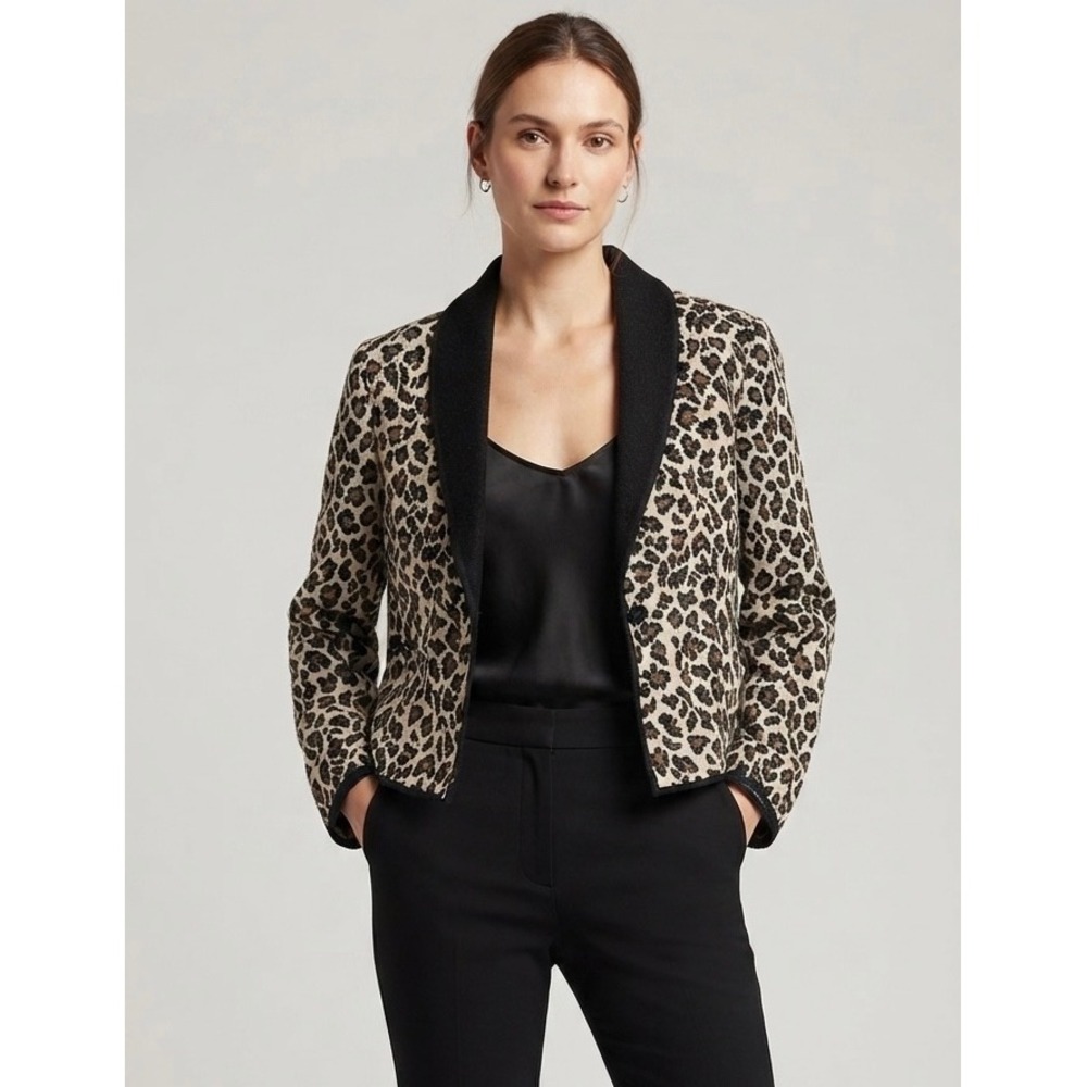 Fiorlini International Leopard Print Blazer Jacket Women's L Tapestry Jacket
